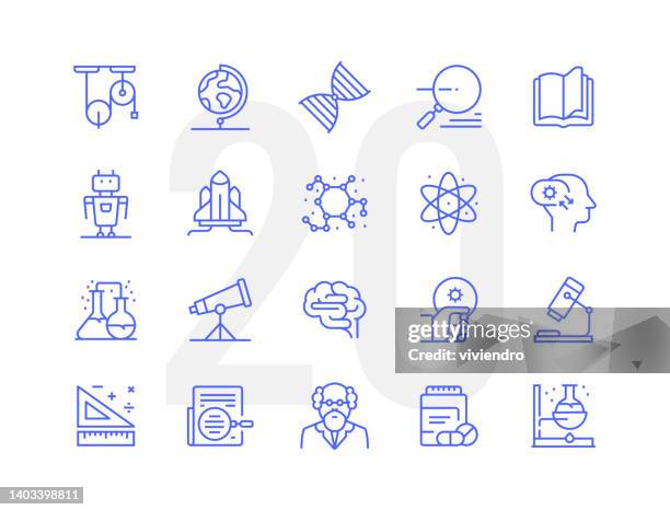 science line icon set - robotics lab stock illustrations