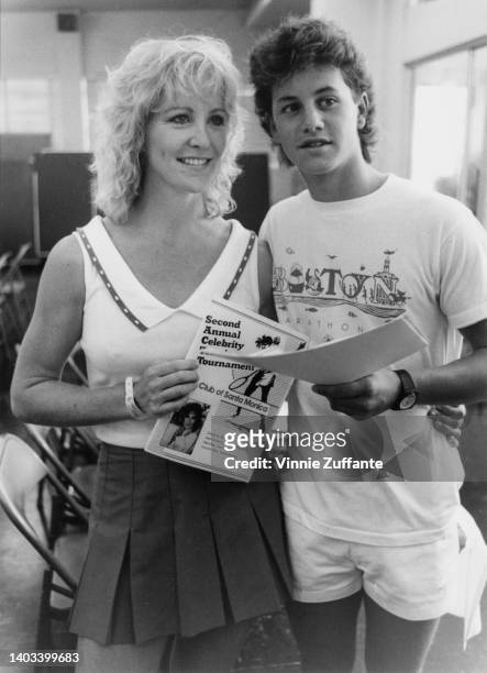 American actress Joanna Kerns and American actor Kirk Cameron attend the 2nd Annual Celebrity Tennis Tournament, held at Lincoln Park in Santa...