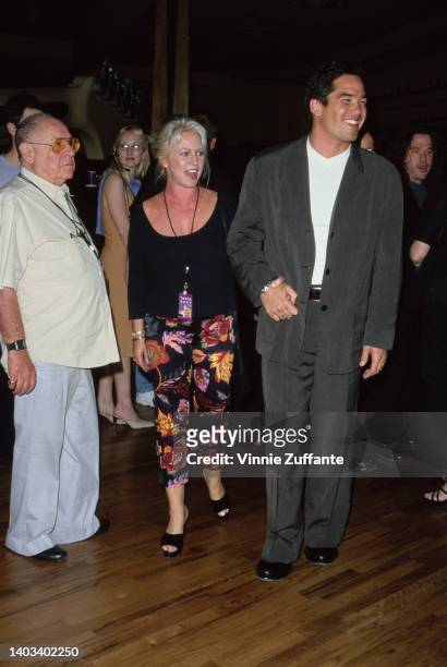 American actress Sharon Cain and her son, American actor Dean Cain attend the 1999 Race to Erase MS charity auction, at the Hard Rock Hotel in Las...