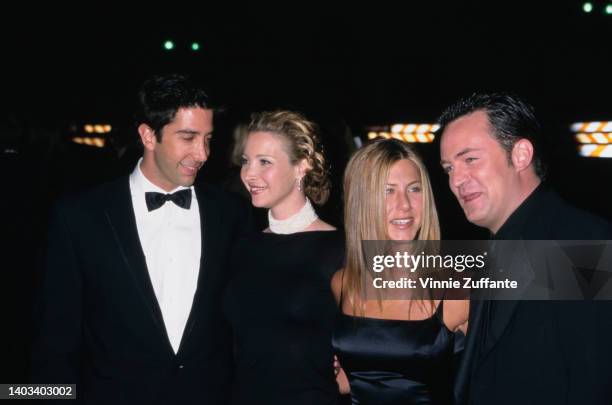 American actor and comedian David Schwimmer, American actress and comedian Lisa Kudrow, American actress Jennifer Aniston, and American-Canadian...