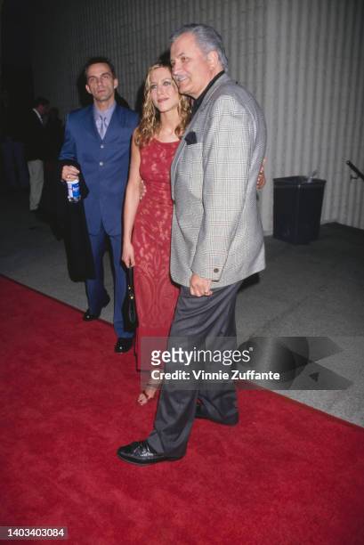 American actress Jennifer Aniston and her father, Greek-born American actor John Aniston, attend the Westwood premiere of 'The Object Of My...