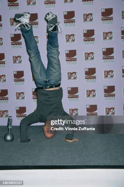 American singer, songwriter and musician Moby in the press room of the 2000 MTV Europe Music Awards, held at the Ericsson Globe in Stockholm, Sweden,...