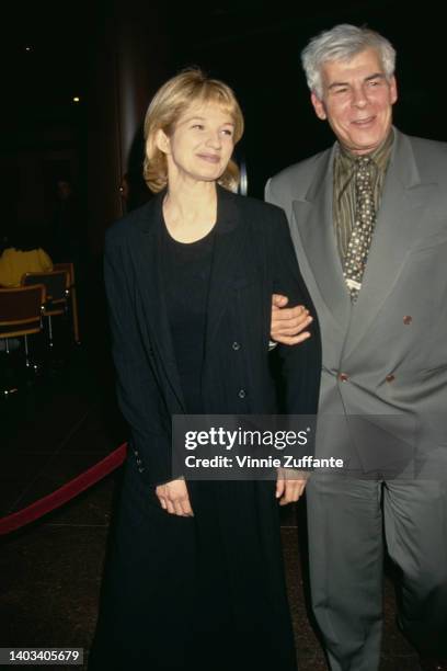 American actress Ellen Barkin and American talent agent Ed Limato attend United Artists' 25th anniversary screening of 'Midnight Cowboy,' held at...