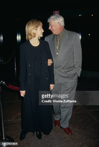 American actress Ellen Barkin and American talent agent Ed Limato attends United Artists' 25th anniversary screening of 'Midnight Cowboy,' held at...