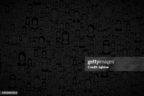 abstract black background - people pattern - sparse crowd stock illustrations