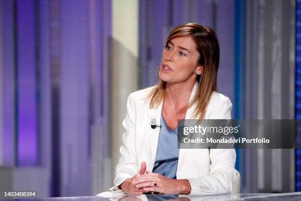 Italian deputy of Italia Viva Maria Elena Boschi guest of the television program Porta a Porta. Rome , June 16th, 2022