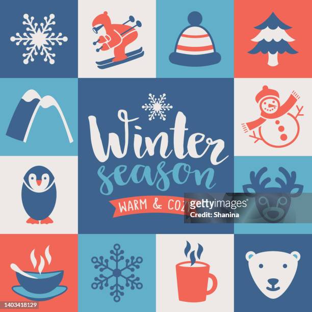 winter square greeting card - soup bowl illustration stock illustrations