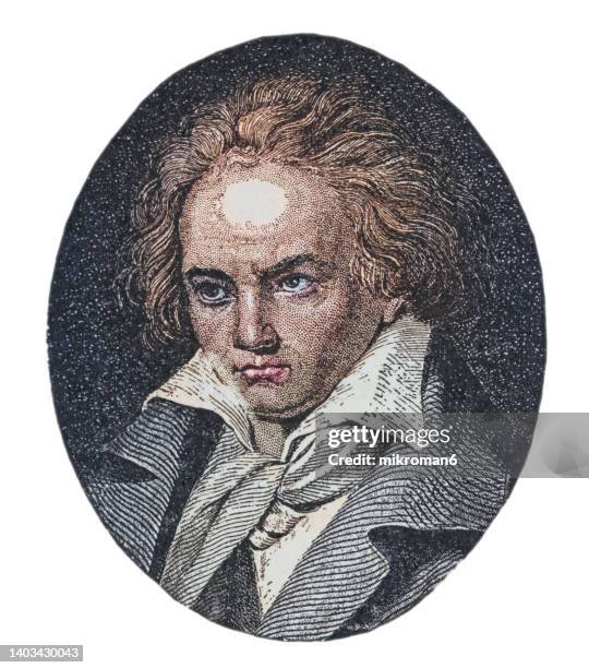 portrait of ludwig van beethoven, german composer and pianist - beethoven photos et images de collection