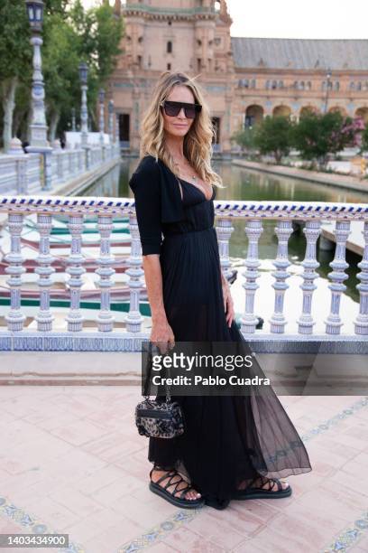 Elle Macpherson is seen at the front row ahead of "Crucero" collection fashion show organized by Dior at Plaza de España on June 16, 2022 in Seville,...