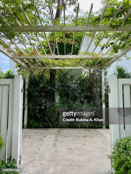 The Pool Villa's canopied entrance at The Standard Hua Hin hotel that opened in December 2021 - the first property of the Standard International...