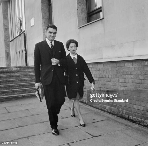 British author and historian David Irving and his wife Maria at Highgate Magistrates Court in London, England, 20th December 1963. Irving had...