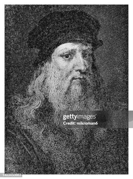 portrait of leonardo da vinci, italian artist and polymath, 1452 - 1519 - leonardo da vinci 1452 1519 stock pictures, royalty-free photos & images
