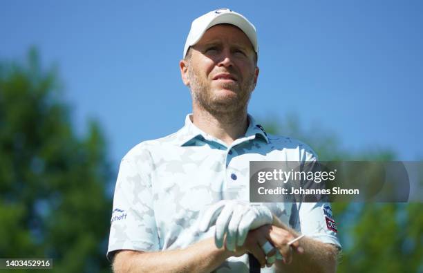 Matt Ford of England looks on at tee 1 during Day Two of the Kaskada Golf Challenge at Kaskada Golf Resort on June 17, 2022 in Brno, Czech Republic.