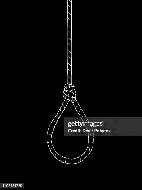 hand drawn depressive illustration - hangman's noose. - noose stock illustrations