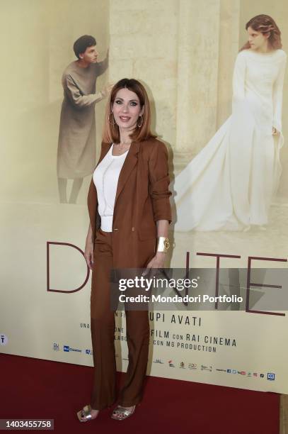 Italian actress Milena Miconi during the red carpet for the premiere of the film Dante at Auditorium della Conciliazione. Rome , June 16th, 2022