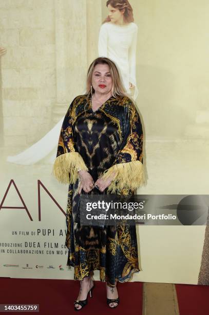 Italian actresss Serena Grandi during the red carpet for the premiere of the film Dante at Auditorium della Conciliazione. Rome , June 16th, 2022