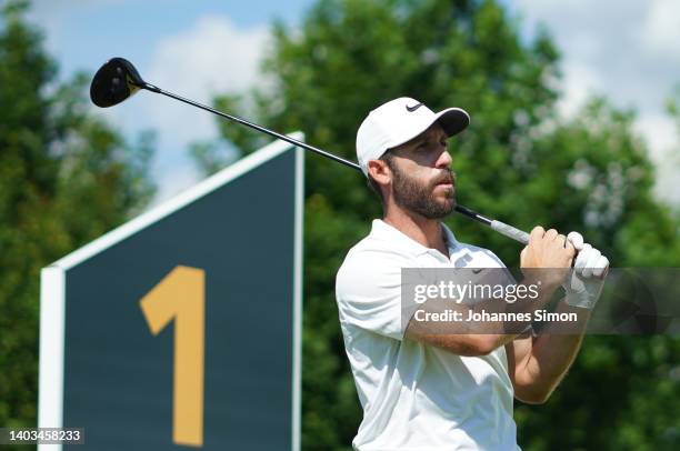 Romain Wattel of France in action at tee 1 during Day Two of the Kaskada Golf Challenge at Kaskada Golf Resort on June 17, 2022 in Brno, Czech...