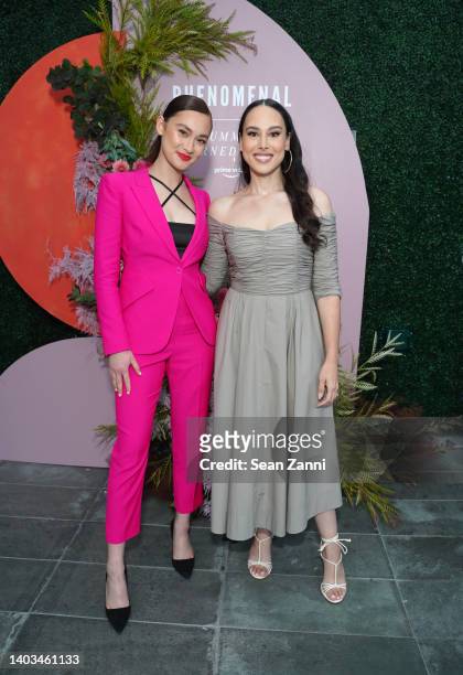 Lola Tung and Meena Harris attends cocktail party with women in media and entertainment hosted by Author and Showrunner Jenny Han for the launch of...