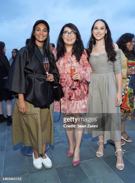 Shruti Ganguly, Jenny Han and Meena Harris attend cocktail party with women in media and entertainment hosted by Author and Showrunner Jenny Han for...
