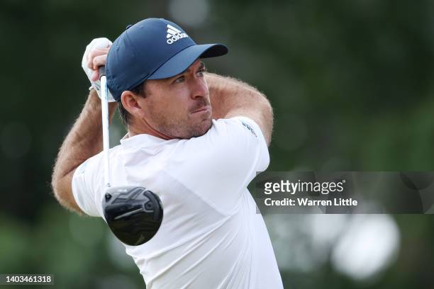 Nick Taylor of Canada plays his shot from the tenth tee during the second round of the 122nd U.S. Open Championship at The Country Club on June 17,...