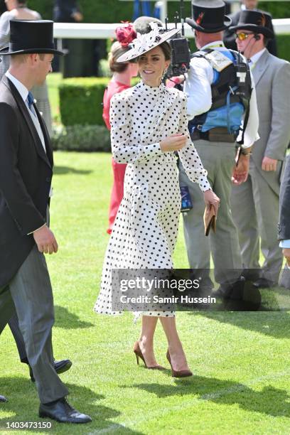 Catherine, Duchess of Cambridge and Prince William, Duke of Cambridge attend Royal Ascot 2022 at Ascot Racecourse on June 17, 2022 in Ascot, England.