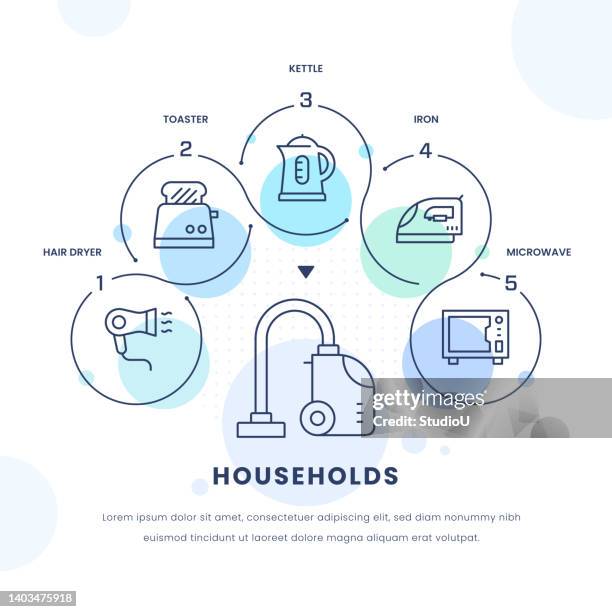 households infographic design - flat iron stock illustrations