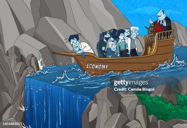 economic collapse - waterfall stock illustrations
