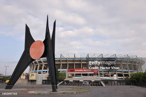 Outside view of Azteca Stadium on June 17, 2022 in Mexico City, Mexico. Mexico will host the 2026 FIFA World Cup sharing the organization with Canada...
