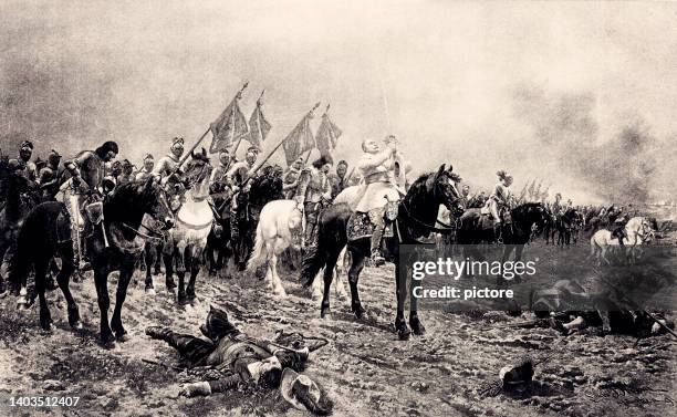 ilustraciones, imágenes clip art, dibujos animados e iconos de stock de 1632: gustavo adolfo antes de la batalla de lutzen (xxxl con muchos detalles) - historia antigua