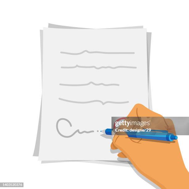 sign a document flat design. - writer stock illustrations