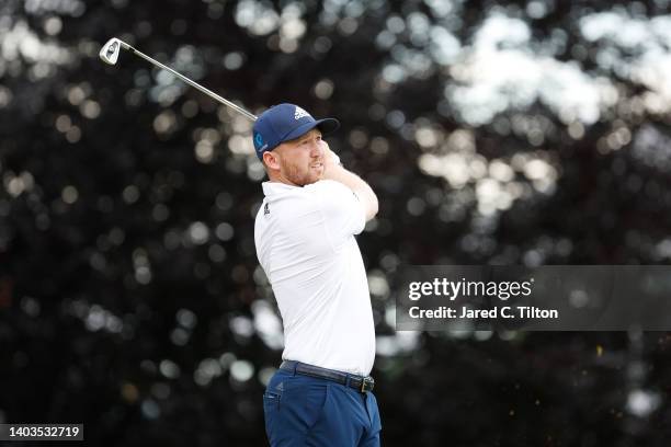 Daniel Berger of the United States plays his shot from the 16th tee during the second round of the 122nd U.S. Open Championship at The Country Club...