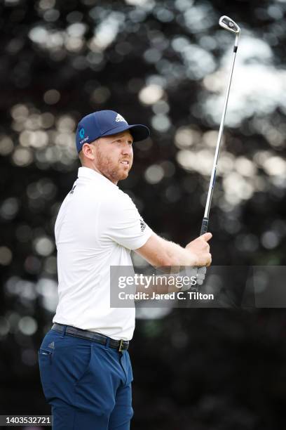 Daniel Berger of the United States plays his shot from the 16th tee during the second round of the 122nd U.S. Open Championship at The Country Club...