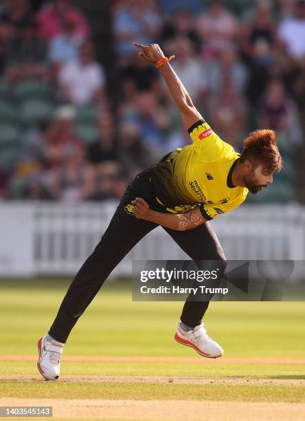 Mohammad Amir of Gloucestershire in bowling action during the Vitality T20 Blast match between Somerset and Gloucestershire at The Cooper Associates...