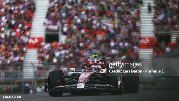 Zhou Guanyu of China driving the Alfa Romeo F1 C42 Ferrari on track during practice ahead of the F1 Grand Prix of Canada at Circuit Gilles Villeneuve...