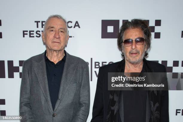 Robert De Niro and Al Pacino attend "Heat" Premiere during 2022 Tribeca Festival at United Palace Theater on June 17, 2022 in New York City.