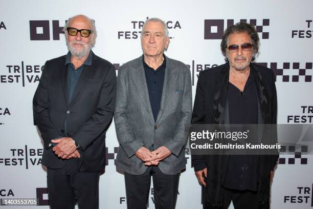 Art Linson, Robert De Niro, and Al Pacino attend "Heat" Premiere during 2022 Tribeca Festival at United Palace Theater on June 17, 2022 in New York...