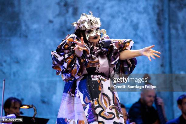 Bjork performs onstage at Waldbuhne Berlin on June 17, 2022 in Berlin, Germany.