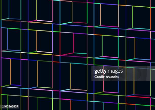 abstract colors neon line structure space pattern background - android blueprint stock illustrations