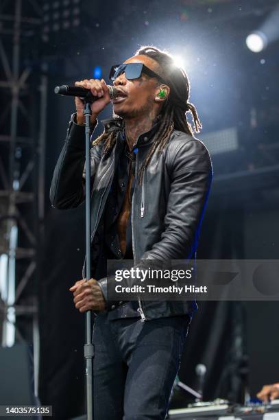 Wiz Khalifa performs on stage at the 2022 Summer Smash festival at Douglass Park on June 17, 2022 in Chicago, Illinois.