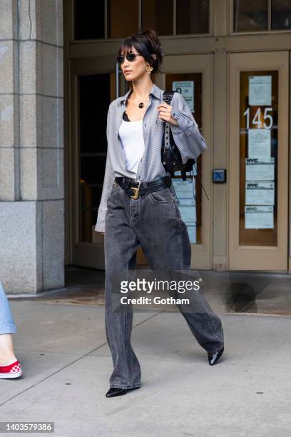Bella Hadid is seen in Tribeca on June 17, 2022 in New York City.