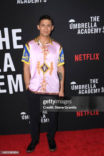 David Castaneda arrives at the Season 3 Premiere Of Netflix's "The Umbrella Academy" at The London West Hollywood at Beverly Hills on June 17, 2022...