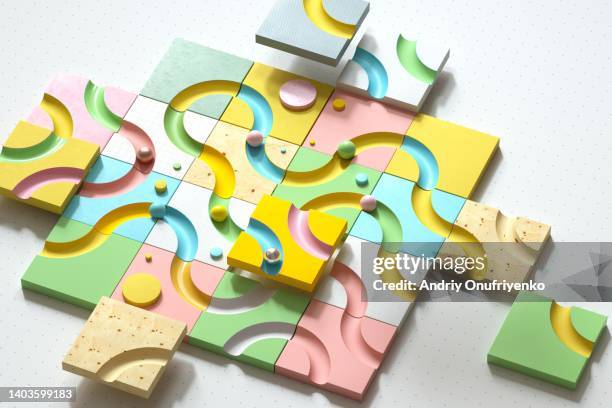 abstract blocks with curved concaved path - e learning pattern stock pictures, royalty-free photos & images