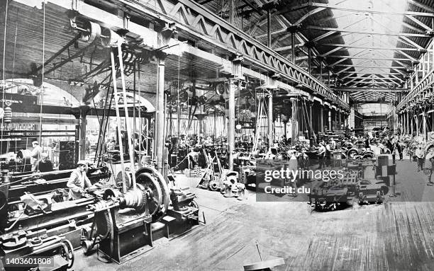 siemens and halske electromechanical factory in berlin charlottenburg - history stock illustrations