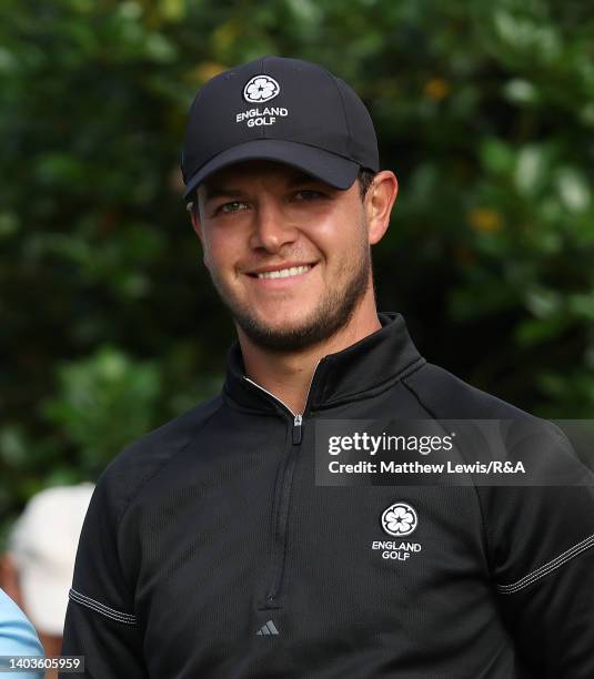 Sam Bairstow of Hallowes pictured on the 1st tee during the Final of day six of the R&A Amateur Championship at Royal Lytham & St. Annes on June 18,...