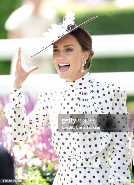 Catherine, Duchess of Cambridge in the parade ring during Royal Ascot 2022 at Ascot Racecourse on June 17, 2022 in Ascot, England.