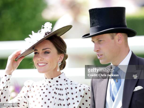 Catherine, Duchess of Cambridge, and Prince William, Duke of Cambridge during Royal Ascot 2022 at Ascot Racecourse on June 17, 2022 in Ascot, England.