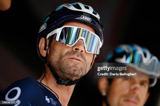 Alejandro Valverde Belmonte of Spain and Movistar Team during the team presentation prior to the 46th La Route d'Occitanie - La Depeche du Midi 2022...