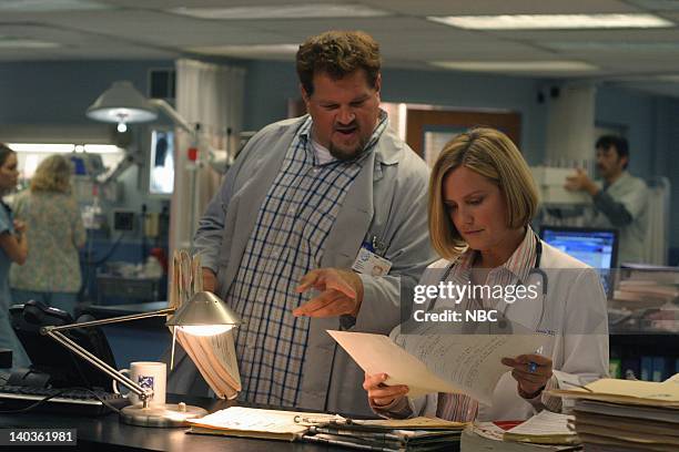 Fear" Episode 4 -- Air Date -- Pictured: Abraham Benrubi as Jerry Markovic, Sherry Stringfield as Doctor Susan Lewis -- Photo by: NBCU Photo Bank