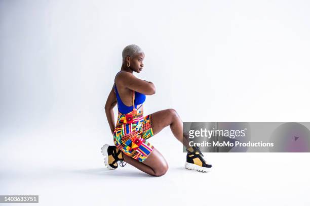 studio portrait of fashionable female professional dancer - black culture stock pictures, royalty-free photos & images