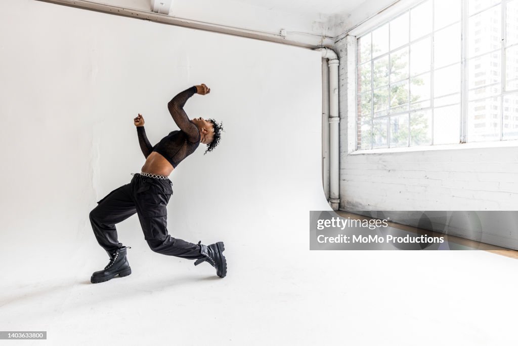 Studio portrait of fashionable male professional dancer